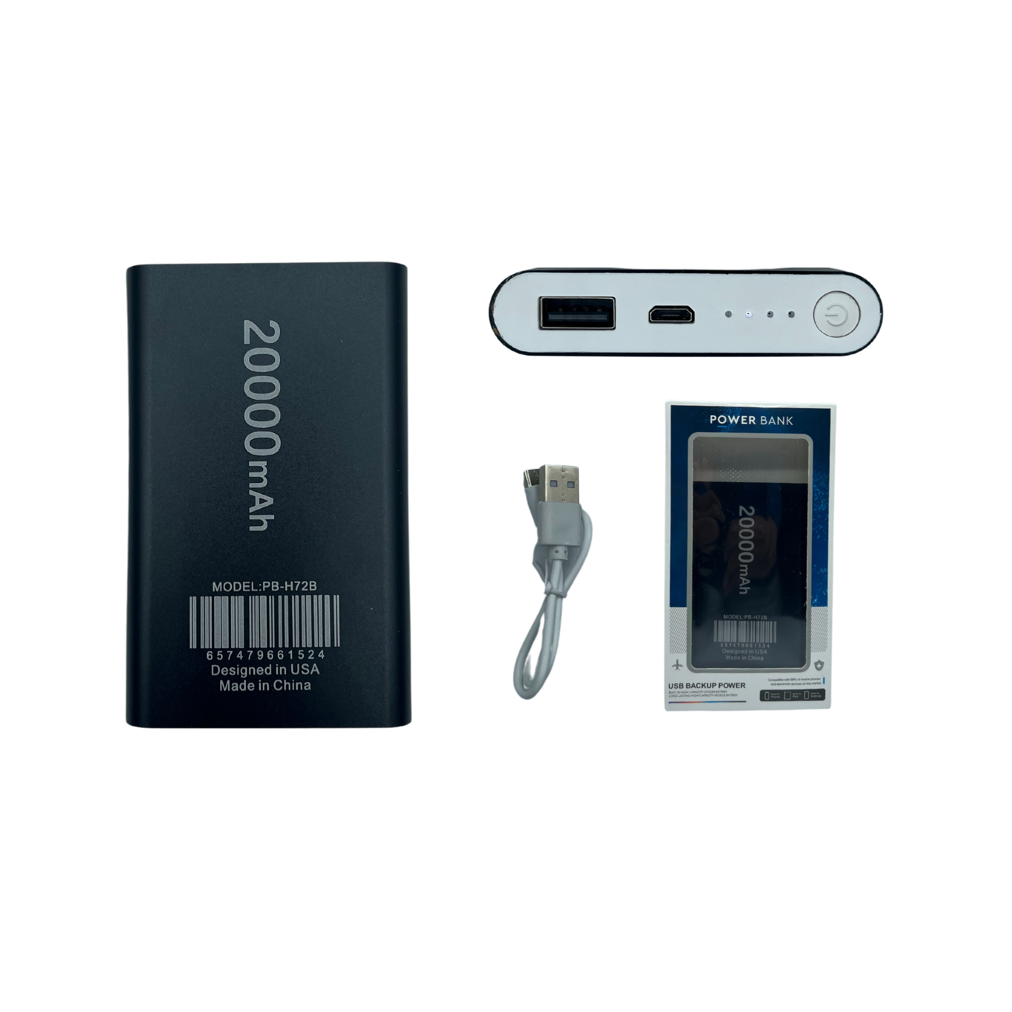 K & S WHOLESALE INC - Wholesale Portable Charger - Power Bank USB Backup 20000 mAh -12CT4