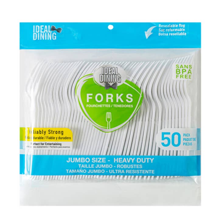 Deluxe Import Trading - Wholesale Kitchen utensil set - Ideal Dining 50CT Plastic Fork Jumbo