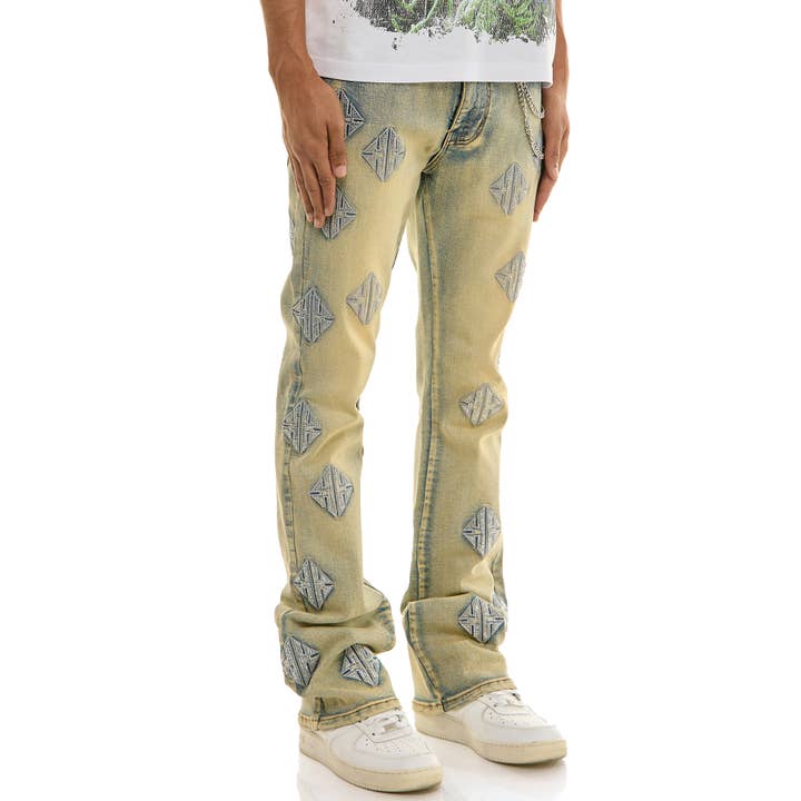 KK RHINESTONE FLARE JEANS for wholesale by KDNK