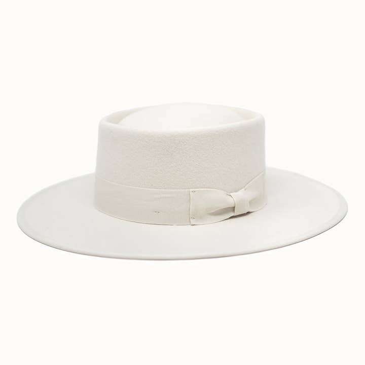 Olive & Pique - Wholesale Fedora - Unisex - VIDA - 100% Wool Felt Gambler Hat, Satin Lined, Unisex, Ivory