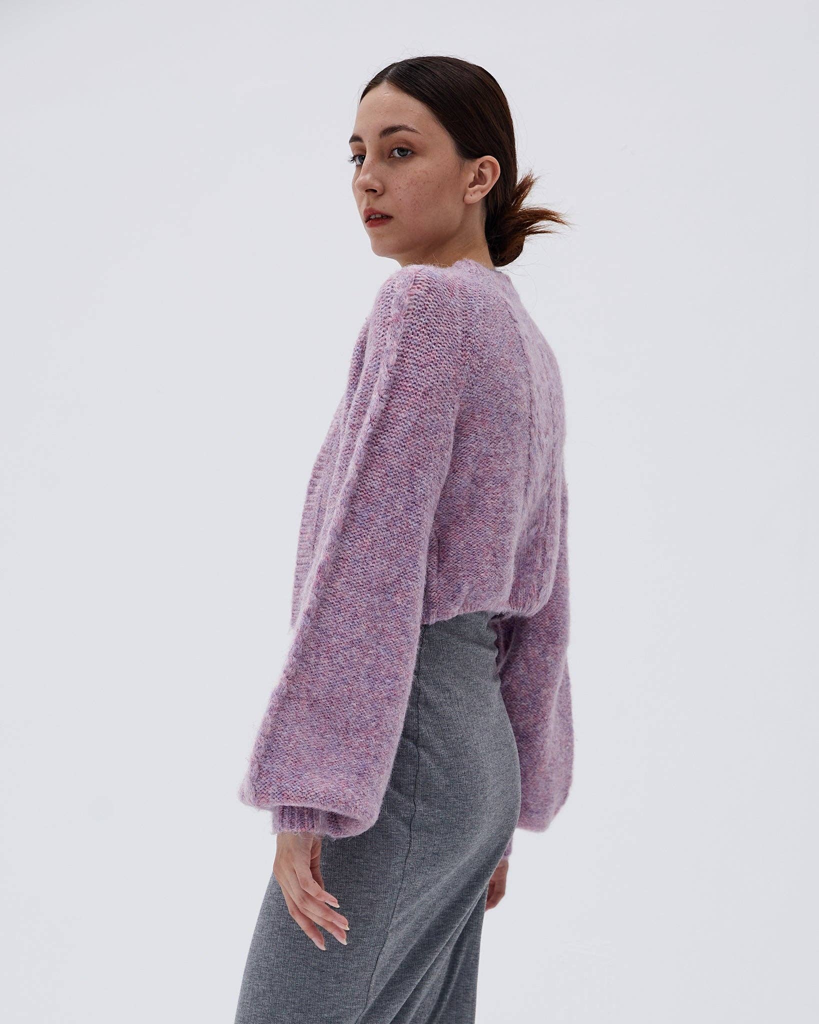 SUNDAY LIFE - Wholesale Cardigan - Women's - Mathilde-Lavender-colored knit short cardigan4