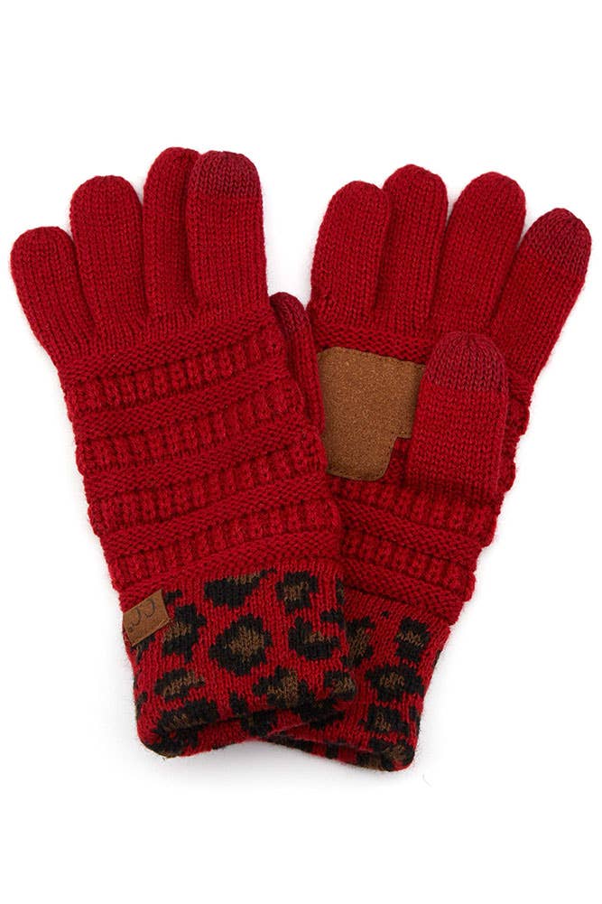 Hana – wholesale Gloves – Women's – C.C Leopard Knit Gloves11