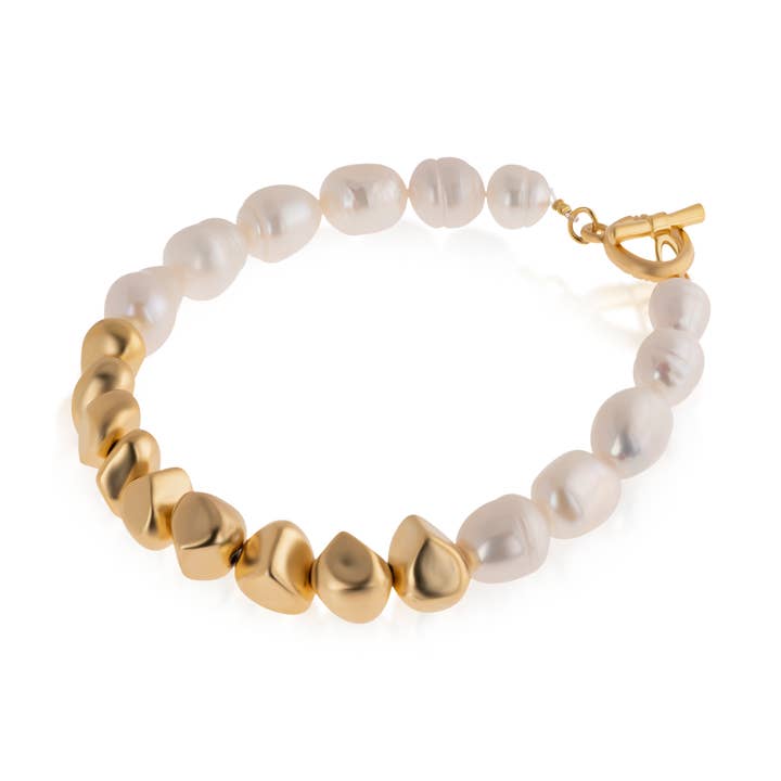 RENNE - plated beads pearls bracelet for wholesale by Niv Jewelry