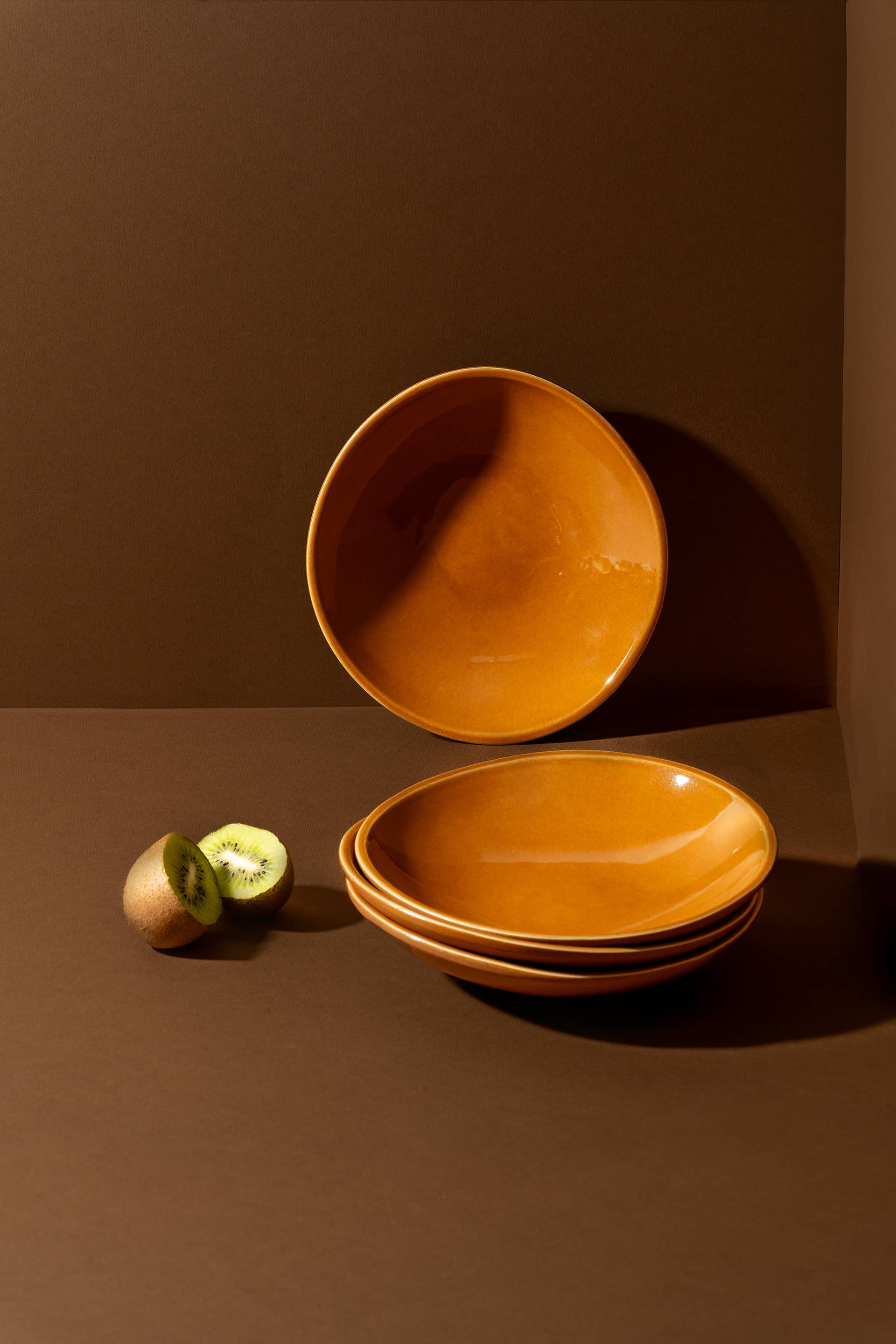 GHARYAN Stoneware & Olive Wood Tableware | Ships from USA - Wholesale Dinner Plate - Handmade Stoneware Dessert Plate | Dadasi 7.9"10