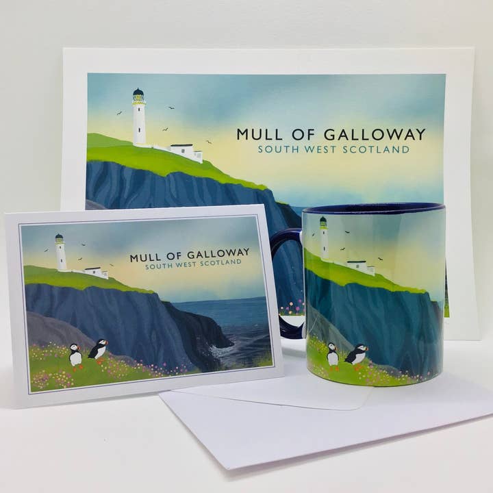 Galloway Arts - Wholesale Art Print - Mull of Galloway | Scottish Travel Poster | Signed by artist | Giclee Art print | Lighthouse print | Puffin Print5