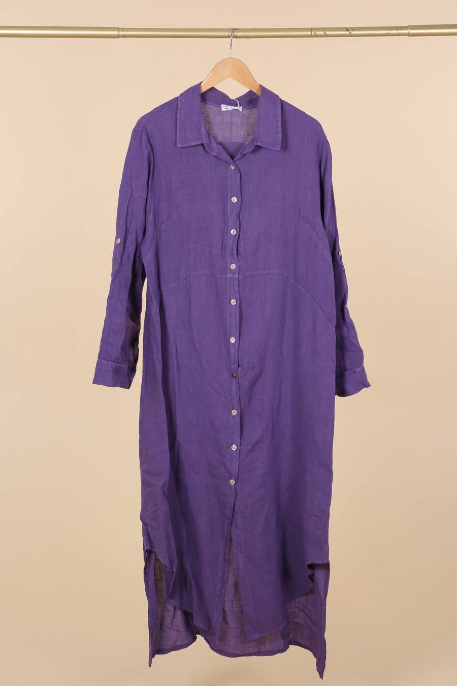 la maison des fibres naturelles - Wholesale Button Down Shirt - Women's - Long shirt dress 68036 100% LINEN34