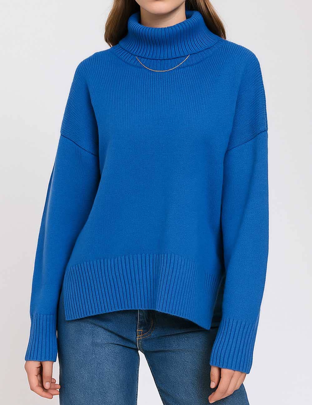 Sweetkama - Venta al por mayor Jersey de punto - Mujer - Suéter de punto para mujer con cuello alto y color sólido 560513