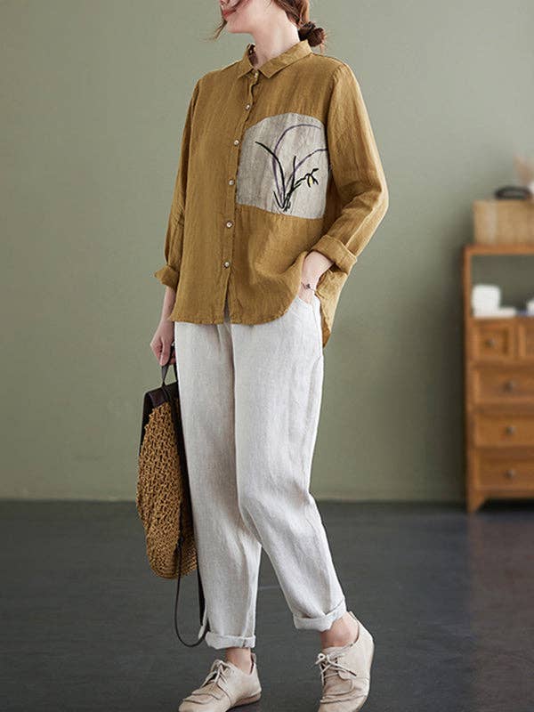 VividLux - Wholesale Overhemd met knopen - Dames - Vintage blouses en hemden met lange mouwen en losse geborduurde tops met reverskraag7