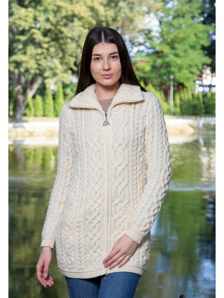 Saol - Wholesale Cardigan - Women's - Soft Touch Ladies Aran Zip Cardigan1