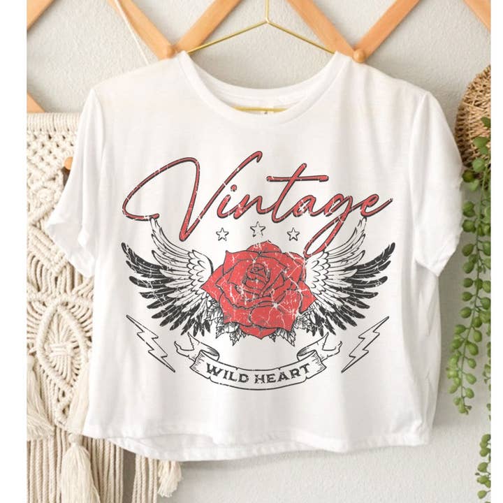 VINTAGE WILD HEART GRAPHIC CROP TOP for wholesale by HRTandLUV