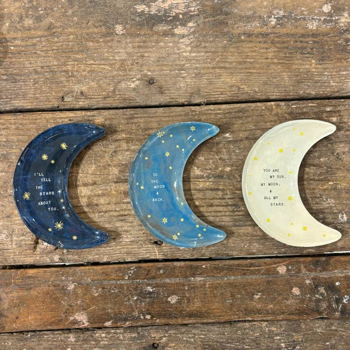 Sugarboo & Co - Wholesale Decorative Plate/Dish/Bowl - I'll Tell The Stars About You Small Moon Decoupage Plate1