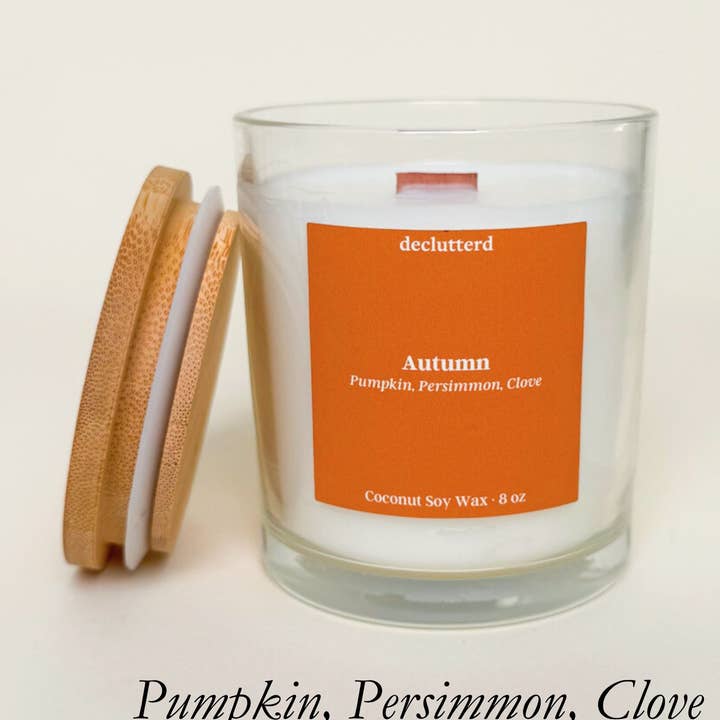 declutterd - Wholesale Jar/Filled Candle - Candle Wood Wick Autumn Non Toxic Coconut Soy Wax0