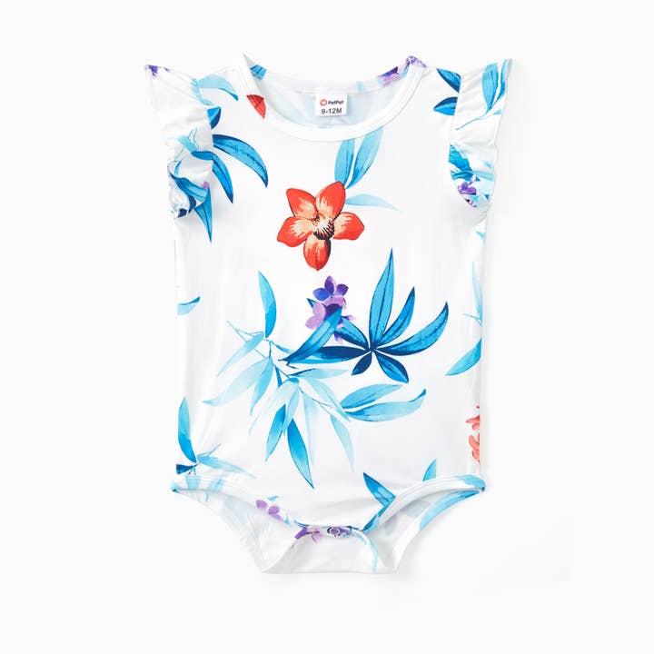 T-shirt con coulisse laterale con motivo floreale abbinato Mommy and Me per la vendita all'ingrosso da parte di PatPat Matching