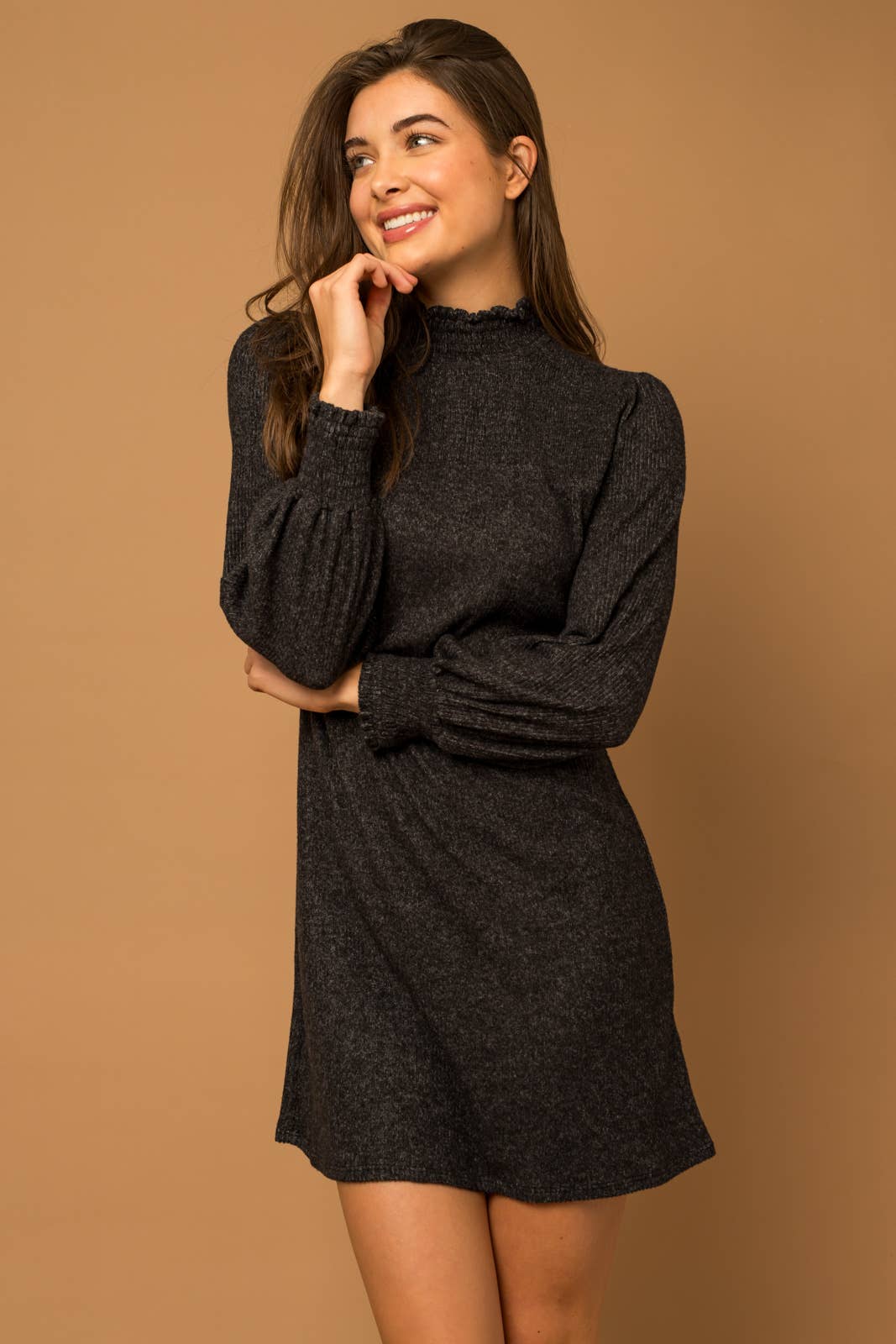Black LONGSLEEVE MIDI DRESS for wholesale on Faire1