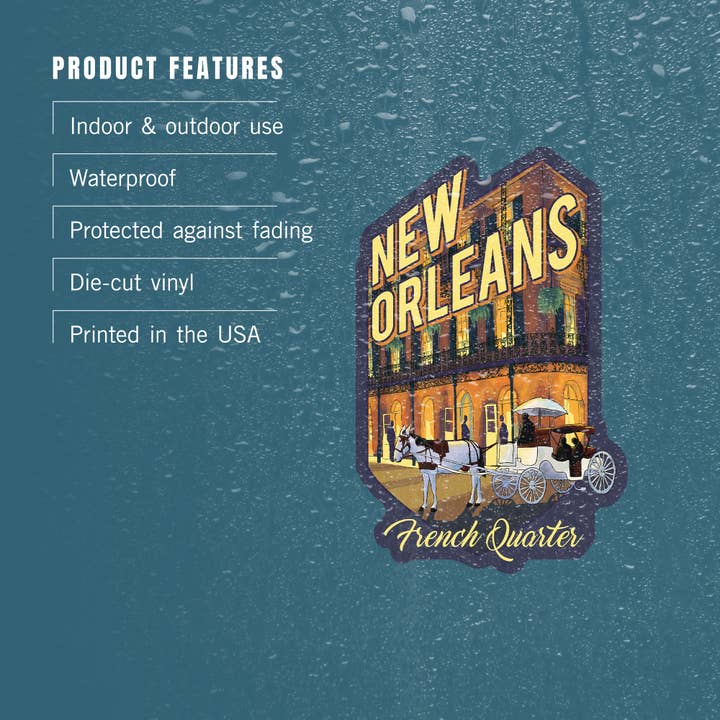 Lantern Press - Wholesale Sticker - STICKER New Orleans, Louisiana, French Quarter, Alt3