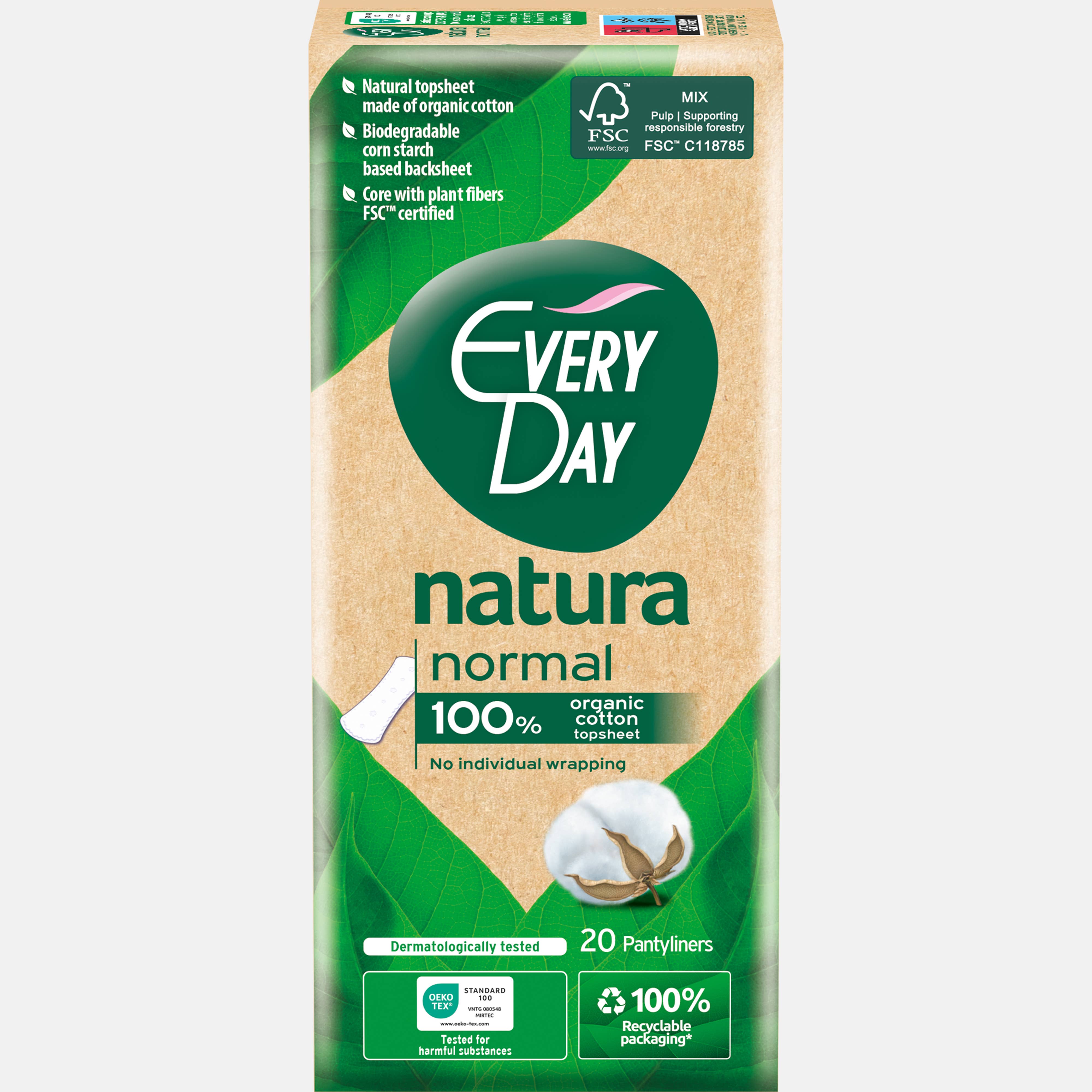 Babylino - Venta al por mayor Compresas y protegeslips - Babylino Everyday Natura Protectores Diarios Normales de Algodón Orgánico, 20 unidades0