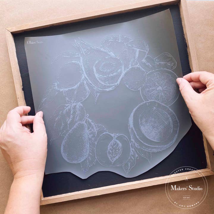 A Makers' Studio - Wholesale Stencil/Craft Die - Fresh Fruit - Mesh Stencil 12x18