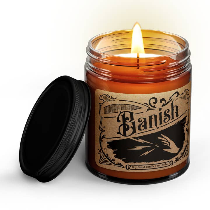 Ludlow Luna - Wholesale Jar/Filled Candle - BANISH Soy Candle [Scent: Tobacco + Vanilla] 8oz0