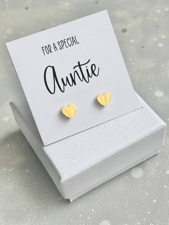 Special Auntie Heart Stud Earrings Auntie Birthday Gift for wholesale by The Gift Club