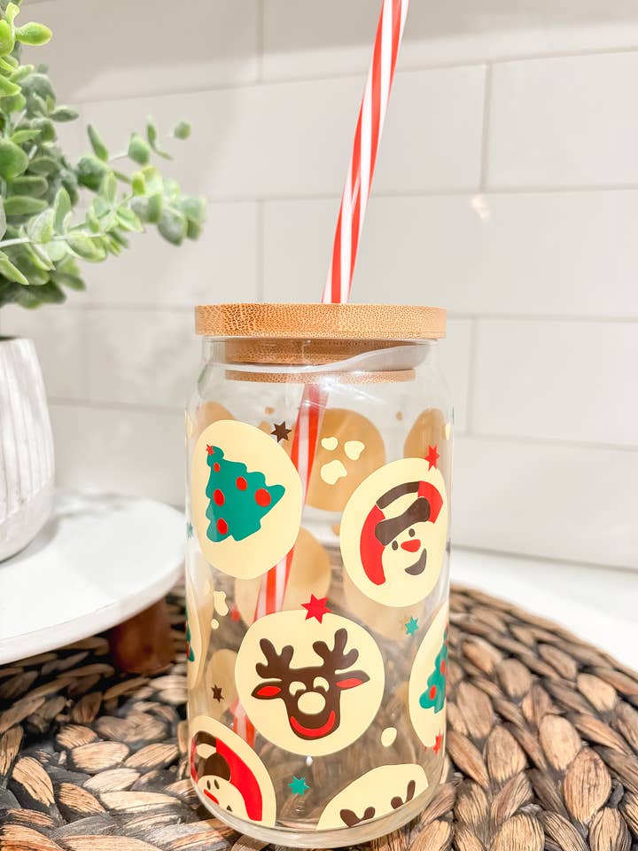 Christmas Sugar Cookie Snowman Coffee Can Glass Mug for wholesale by Wild Souls Co