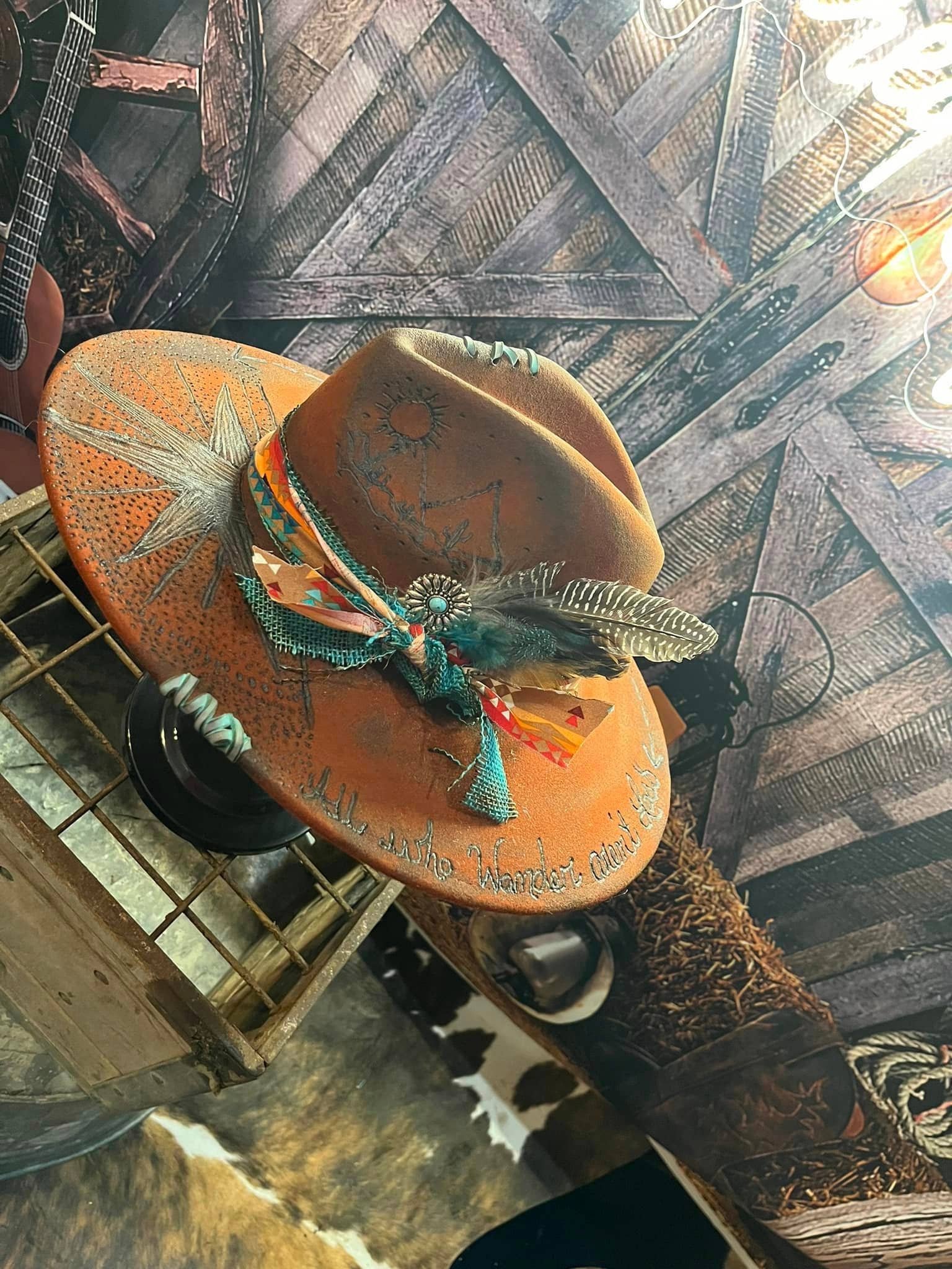 Feathered Gypsy Custom Hats and Boutique - Wholesale Fedora - Women's - Wanderlust Custom Burned Rancher1