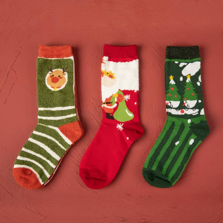 Sacchetto regalo - 3 paia Sacchetto regalo per 3 paia di calzini natalizi spessi e caldi di media lunghezza in vendita all'ingrosso su Faire1