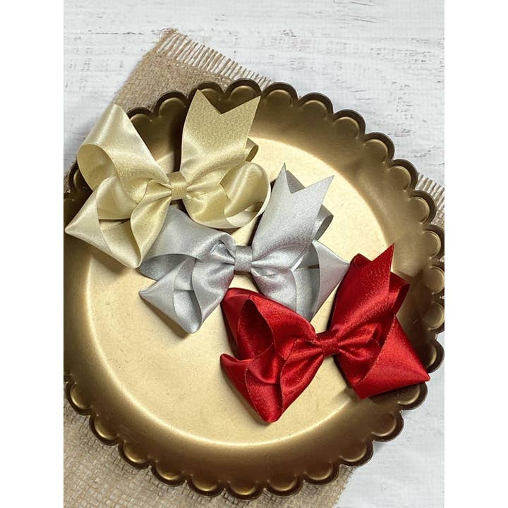 The Hair Bow Company - Vente Nœud pour cheveux – enfant - Nœuds en satin chatoyant - Pince crocodile - 11,4 cm2