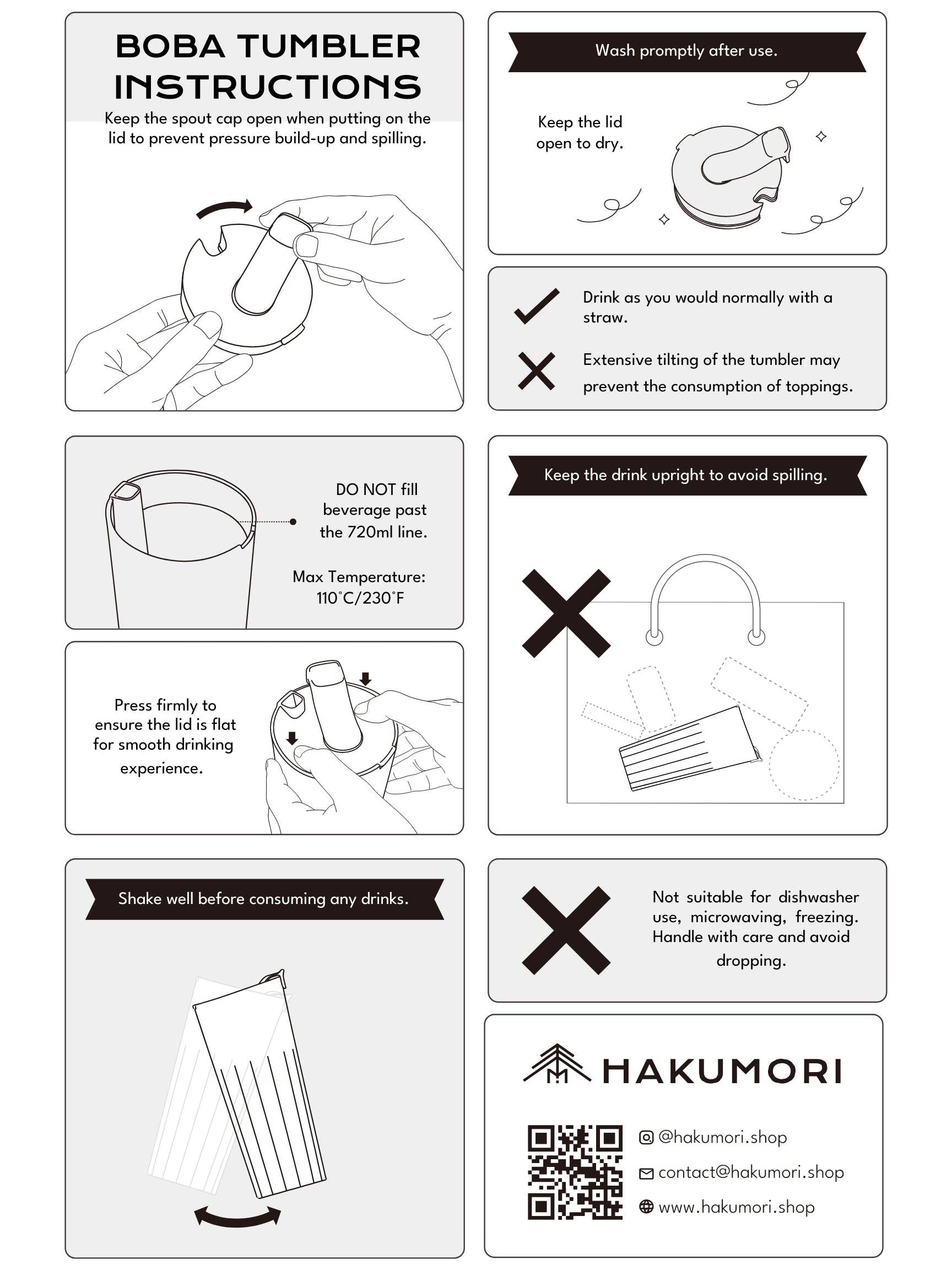 HAKUMORI - Wholesale Insulated Mug/Tumbler - Strawless Boba Tumbler1