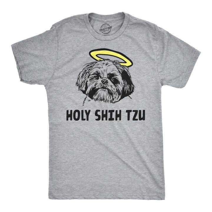 Light Heather Grey Holy Shih Tzu Shirt Funny Mens Dog T Shirt Shitzu tee for wholesale on Faire1