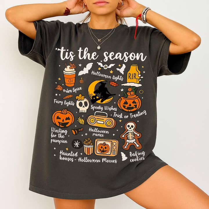Vintage Halloween Comfort Colors Tee, Tis the Season Sweater for wholesale by Glaime