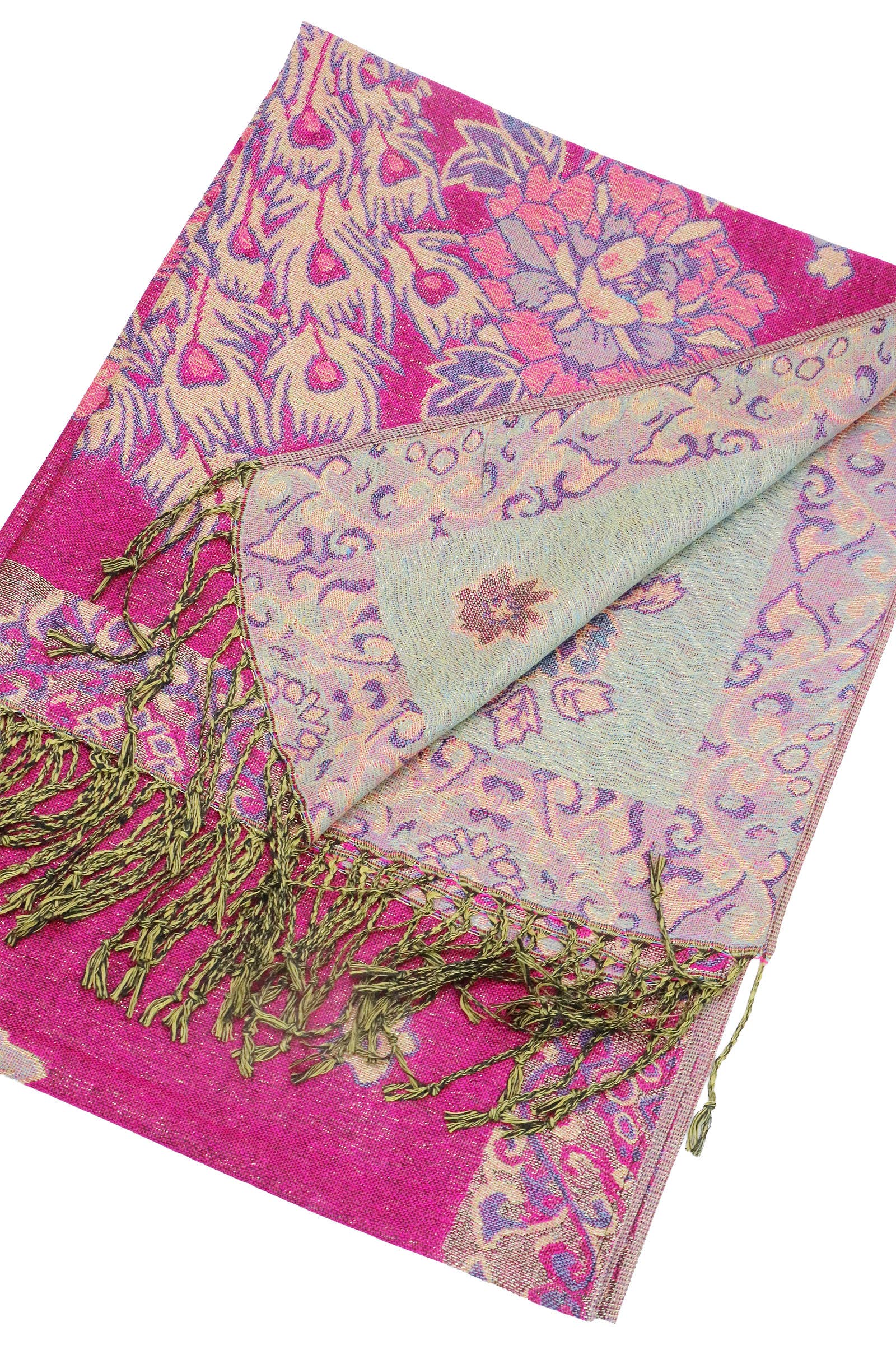 Blandad Exotisk pashminasjal med metallic twist och påfågelsmönster för wholesale på Faire3
