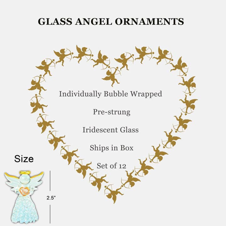 4E's Novelty - Wholesale Ornament -
12-Piece Mini Glass Angel Ornament for Christmas Tree Decor5