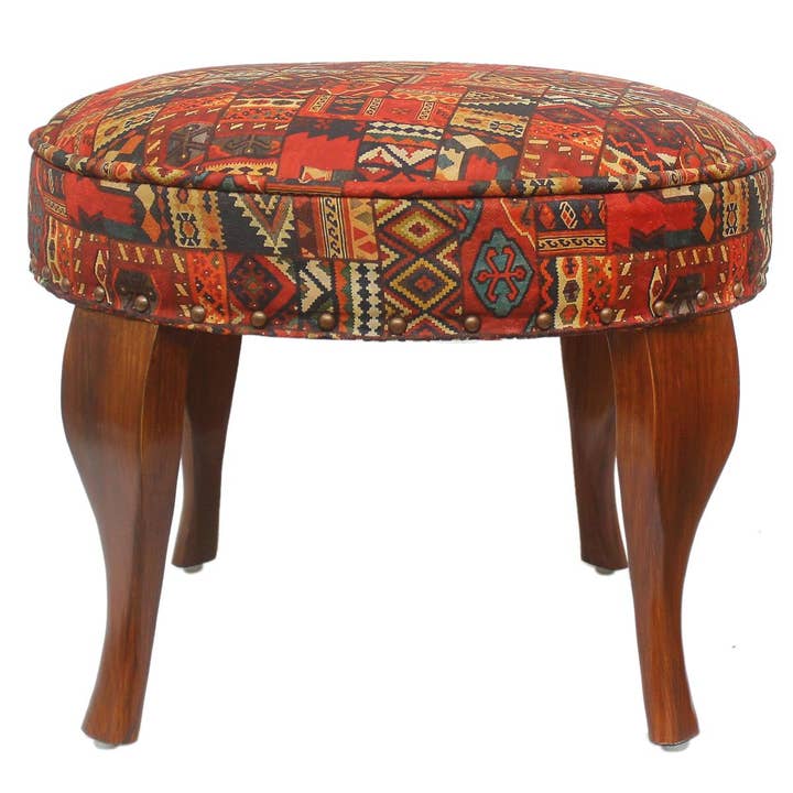 Rustic Moriah Handmade Jaquard Upholstered Ottoman for wholesale by Arshs Fine Rugs