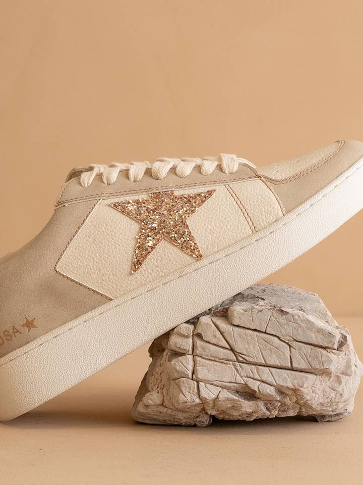The Liberty Beige | Glitter Star Sneaker for wholesale on Faire2