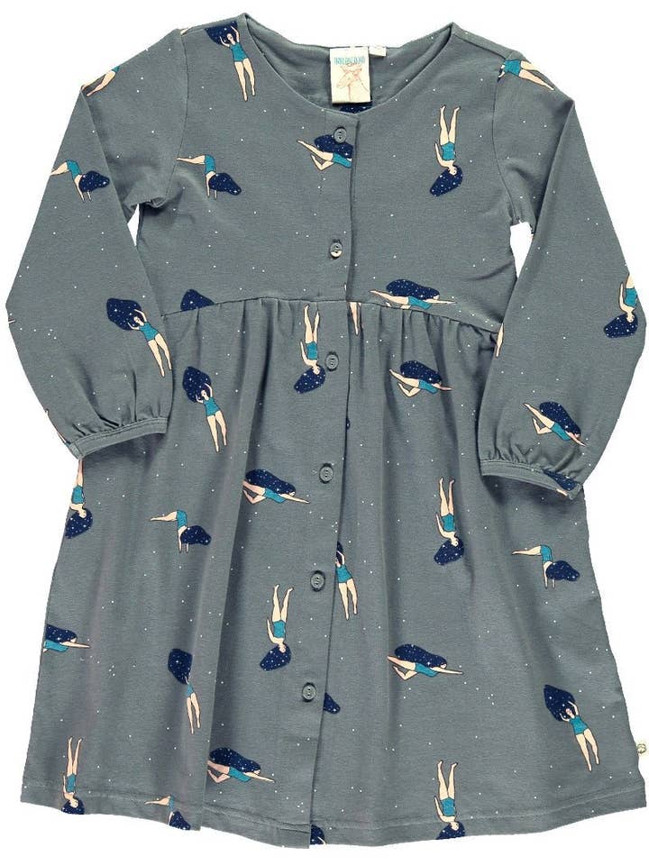 Dress in grey and "Dancing in the cosmos" print para venta al por mayor de Tiralahilacha