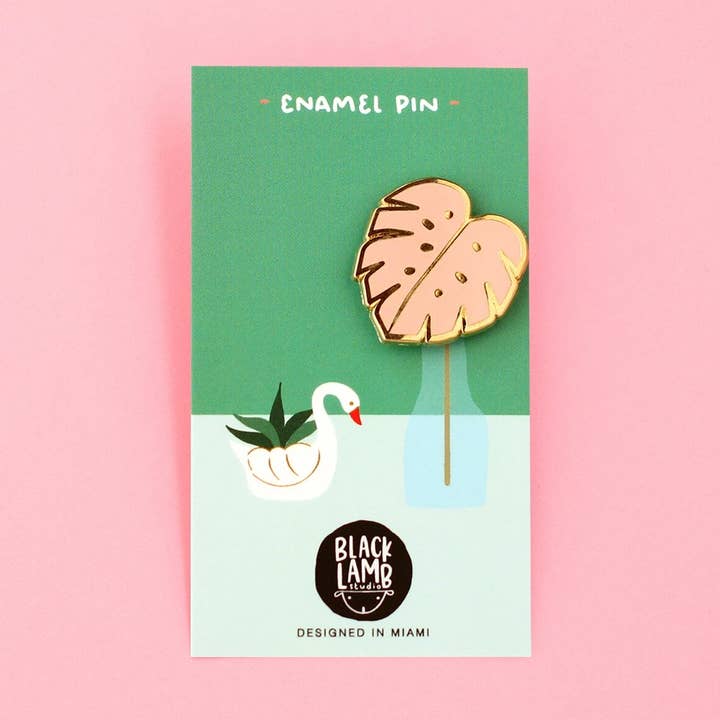 Alfinete Monstera rosa por atacado de Black Lamb Studio