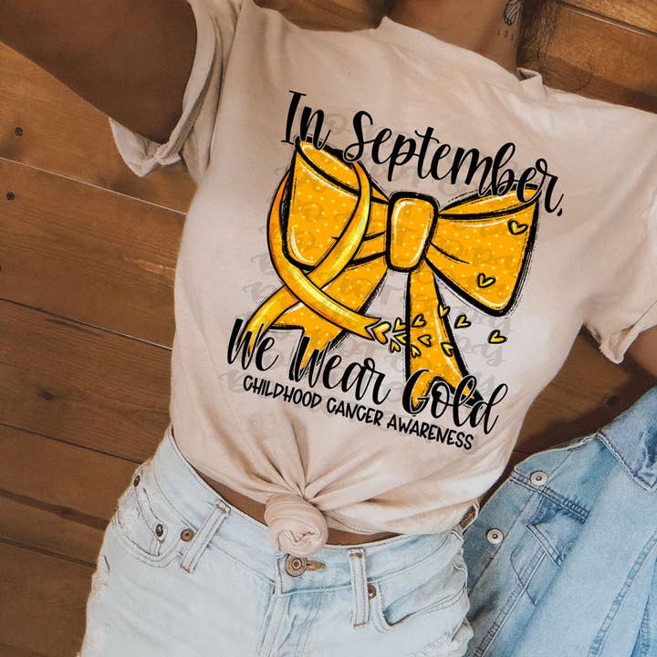 A settembre indossiamo oro per la consapevolezza del cancro infantile DTF Heat Transfer per la vendita all'ingrosso da parte di Trendy Transfers
