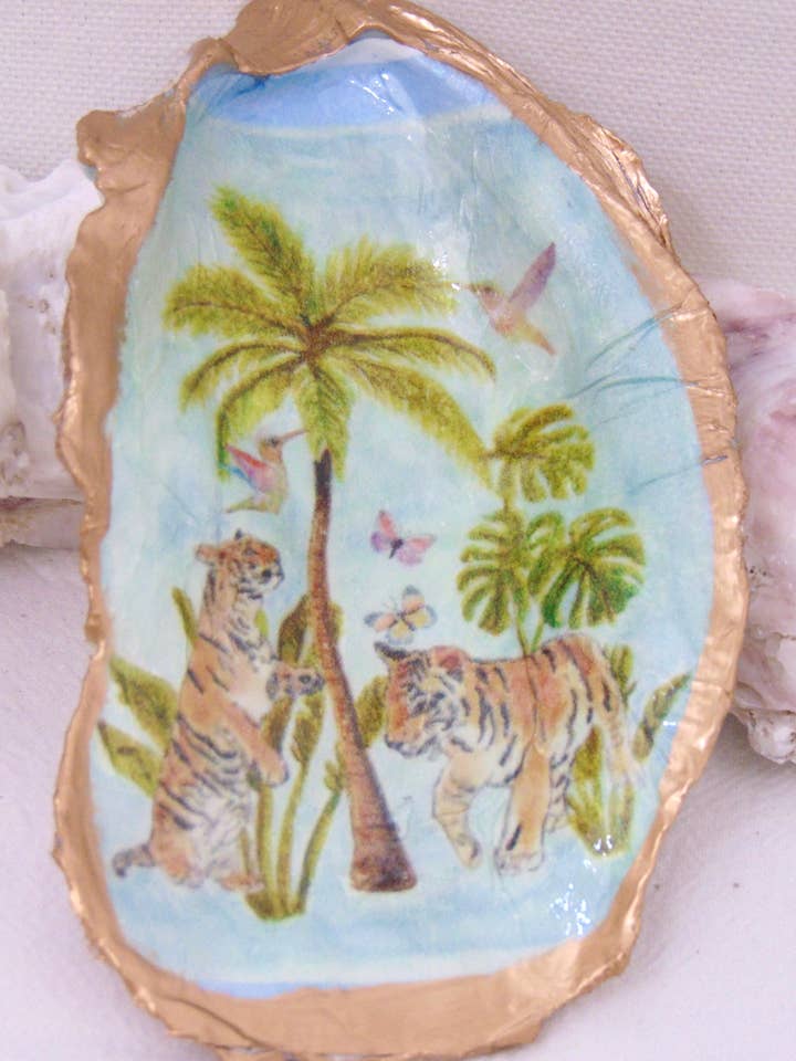 Cuenco de diseño para joyas con forma de concha de ostra, diseño para venta al por mayor de Lowcountry Linens