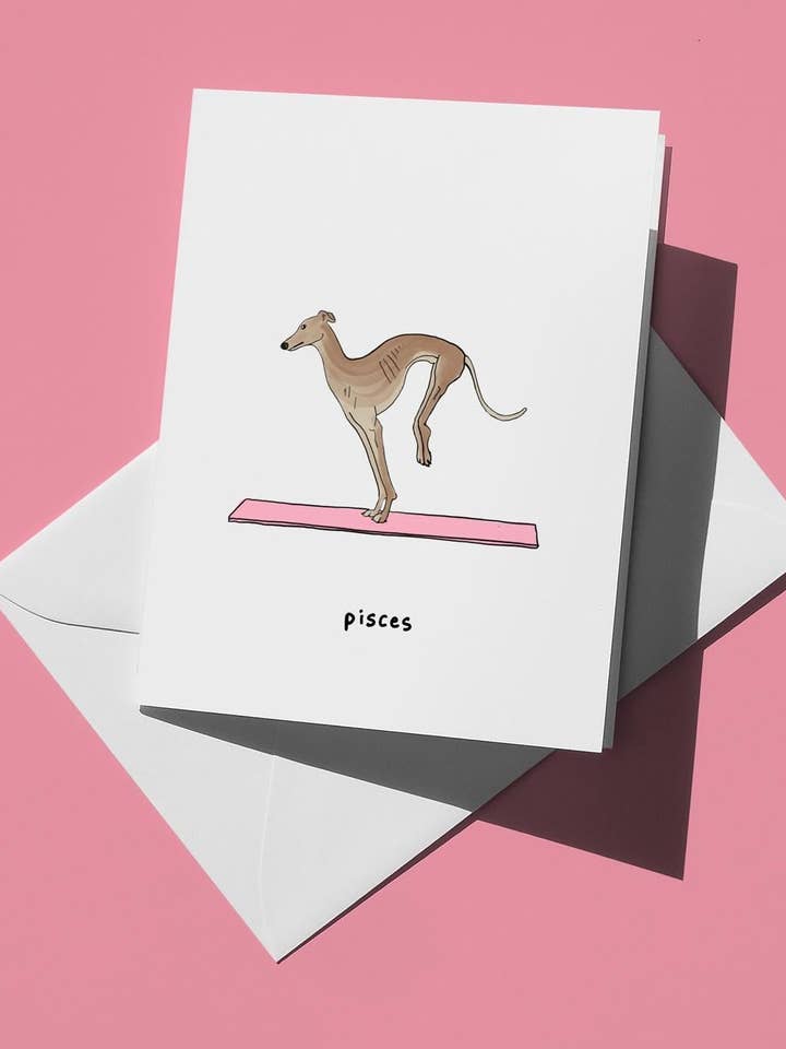 Pisces Birthday Card - Zodiac Card for Dog Lovers & Astrology Fans for wholesale by semiserious studio