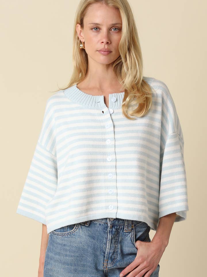 Natalia Stripe Loose Knit Top for wholesale by Olivaceous