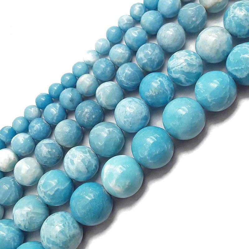 CRCBEADS - Wholesale Kralen - Larimar Kwarts Gladde Ronde Kralen 6mm 8mm 10mm 12mm 14mm 15,5" Streng2
