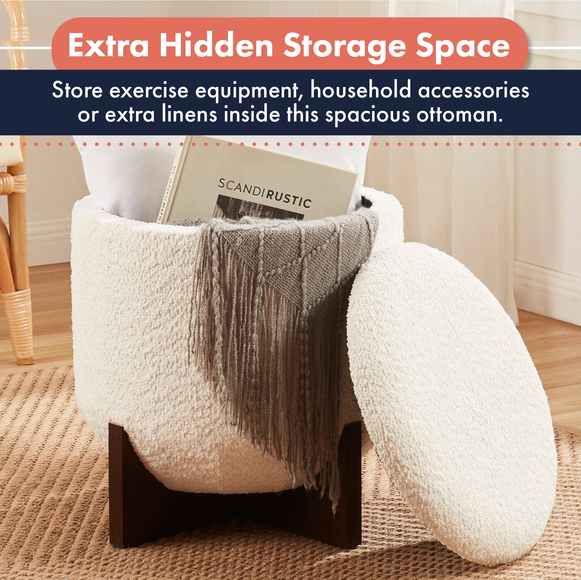 Ornavo Home - Wholesale Ottoman - Bradford Round Boucle Ottoman4