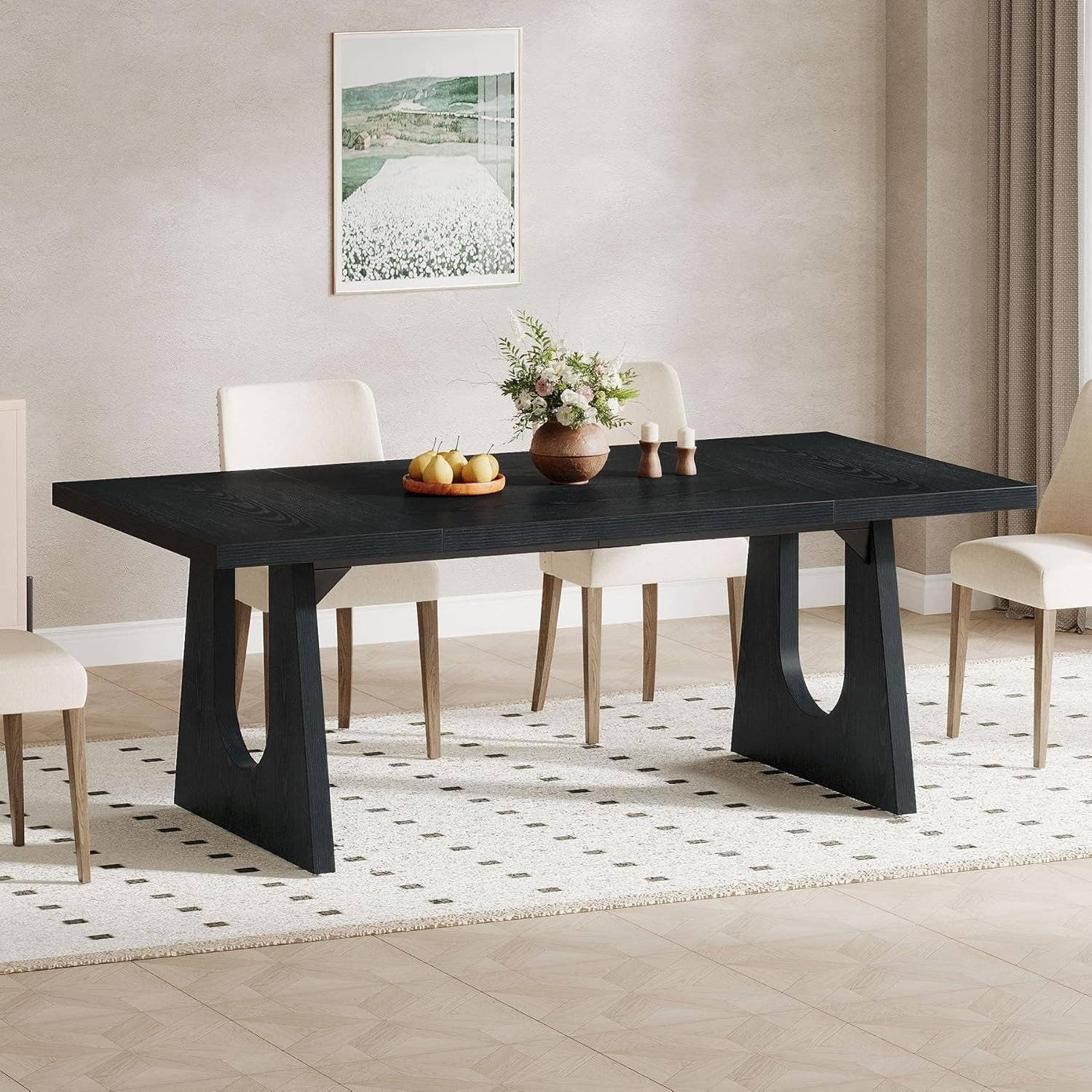 70.9 Inch Black Contemporary Rectangular Dining Table Seats 6 To 8 for wholesale on Faire6