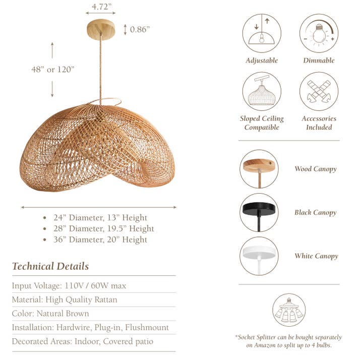 Rowabi - Wholesale Chandelier/Hanging Light - Sepherina Rattan Pendant Light3