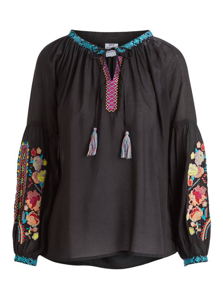 Raj Trading & Imports (USA) Inc. - Wholesale Blouse - Women's - Adriana Floral Needlepoint Embroidered Top