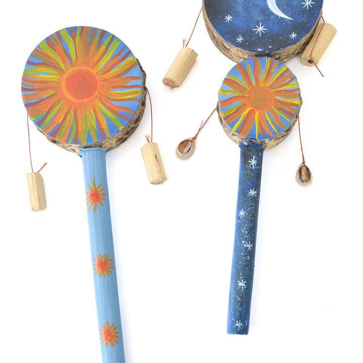 African Modern - Wholesale Musical Toy - Kids & Baby - Single Sun and Moon Design Spin Drum1