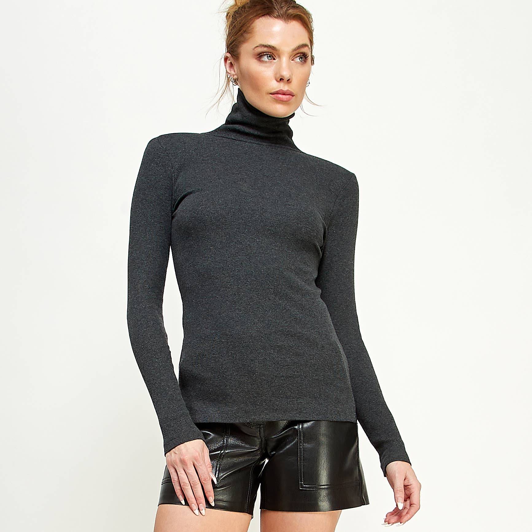 FREEZIA - Wholesale Knit Top - Women's - RIBBED TURTLE NECK SWEATER LONG SLEEVE TOP-F67933-D60