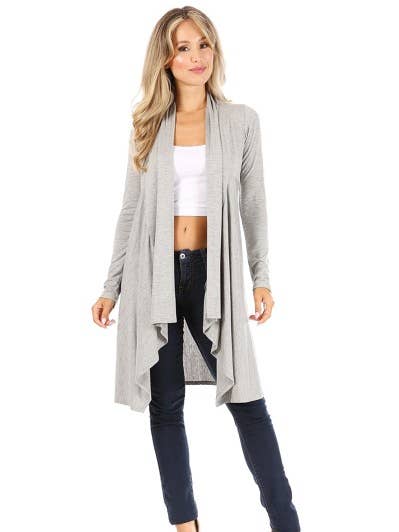Chris & Carol Apparel - Vendita all'ingrosso Cardigan - Donna - X211256C - Cardigan drappeggiato Plus Size con schienale plissettato