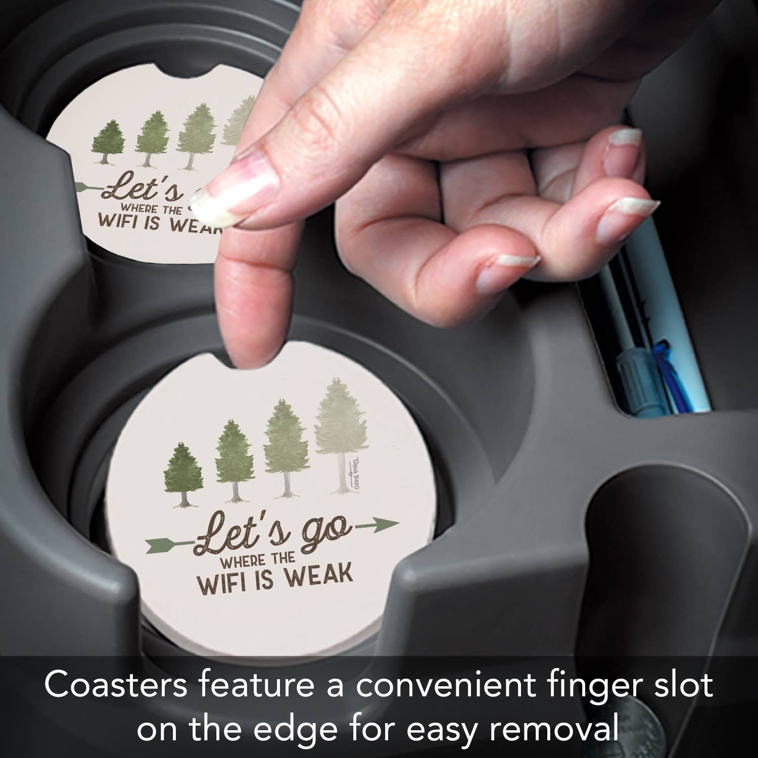 Conimar Promotions - Wholesale Coasters - "Weak WIFI" 1 Pack Absorbent Stone Car Coaster     2
