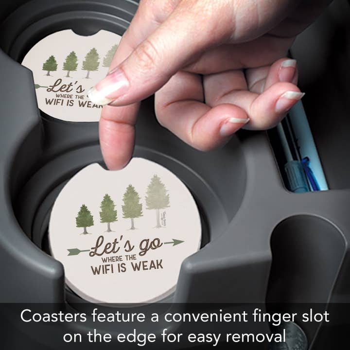 Conimar Promotions - Wholesale Coasters - "Weak WIFI" 1 Pack Absorbent Stone Car Coaster 2
